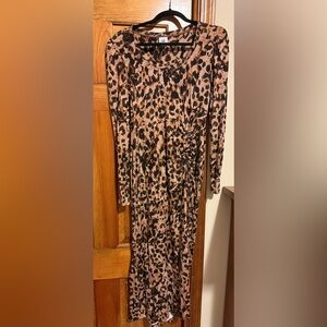 cabi Leopard Print Long Sleeve Selma Dress